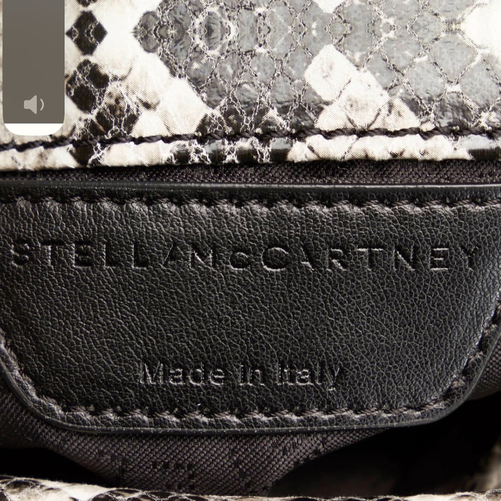 Stella Mccartney Mini Falabella Gray Snake skin shoulder three chain bag silver - Picture 5 of 6